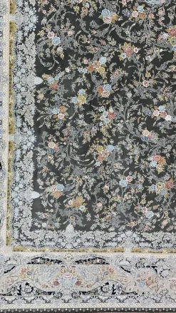 فرش 1500 شانه طرح روژان زمینه ذغالی